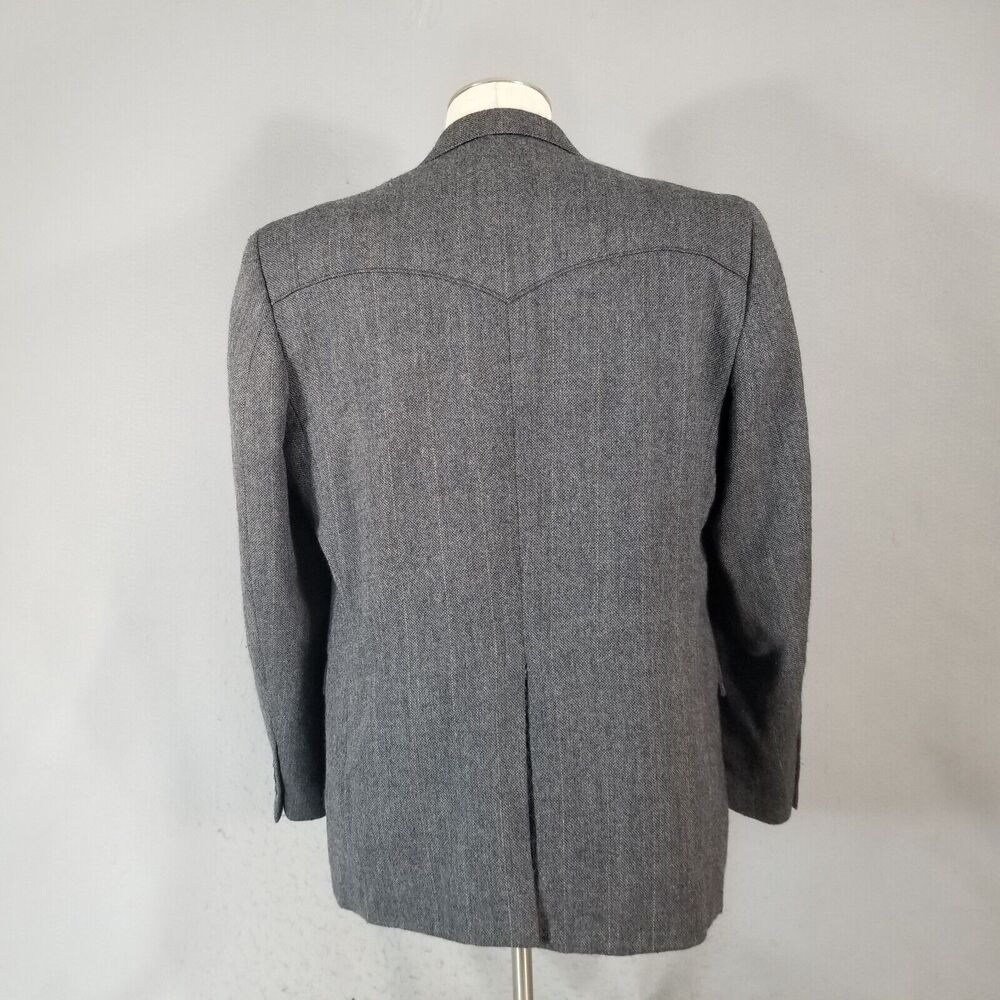 Circle S Dallas Texas Sport Coat Jacket‎ Men's 44R Gray Tweed Lambswool Weatern - Picture 10 of 15